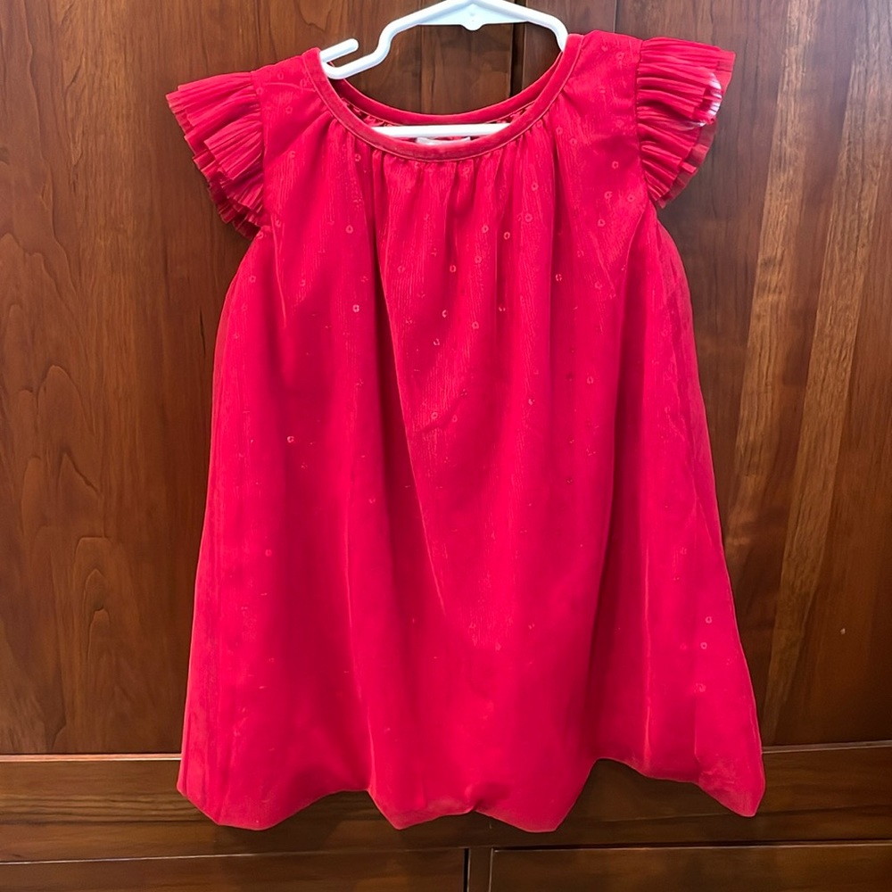 Cat And Jack 4T short sleeve, red layer, dress with tulle and sequins